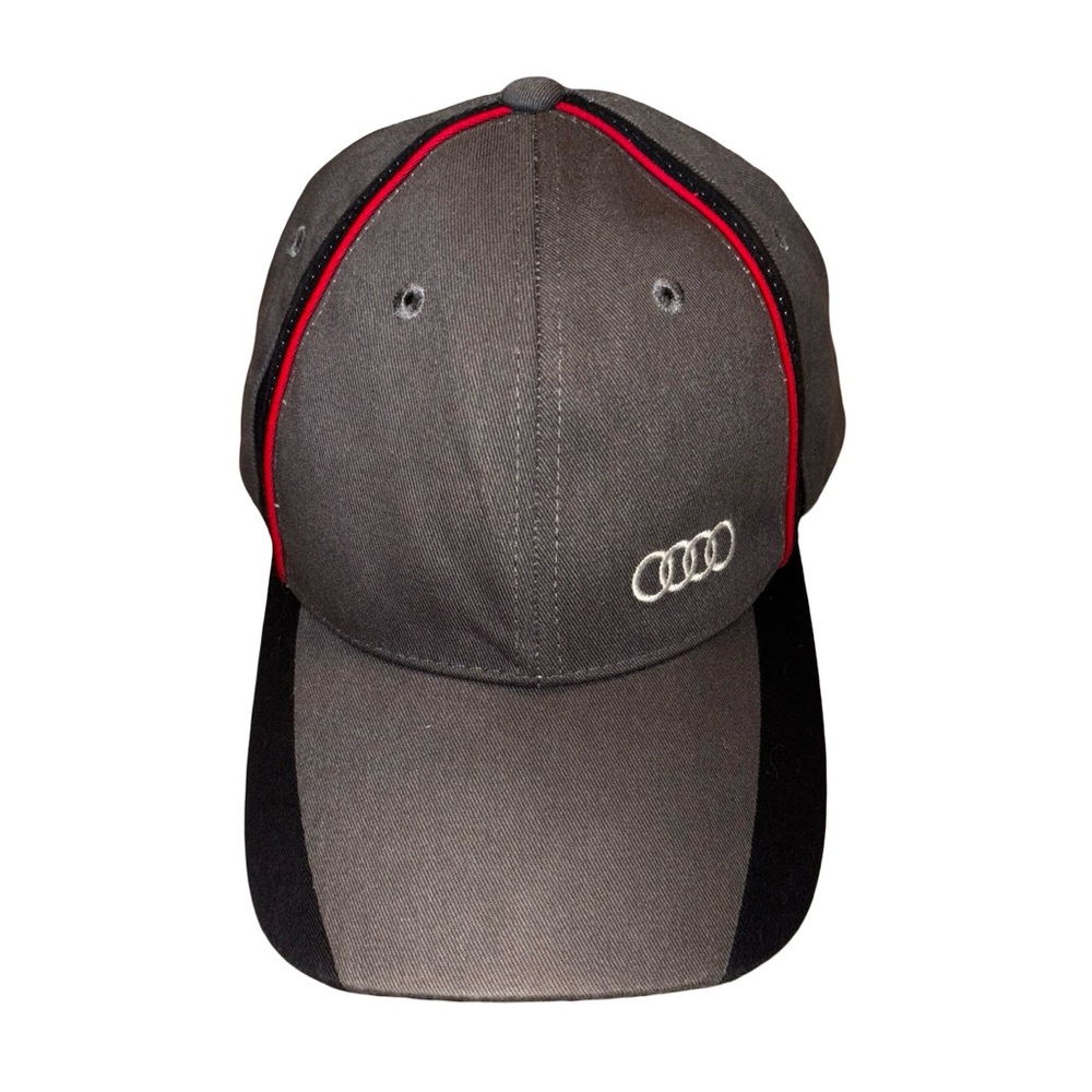 Audi Men's Gray & Black Baseball Cap with Red Piping